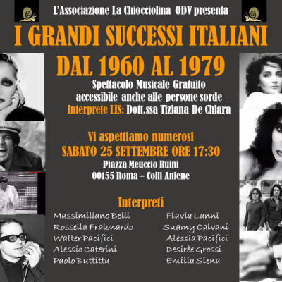 I GRANDI SUCCESSI ITALIANI DAL 1960 AL 1979 - 25 SETTEMBRE 2021